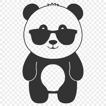 A simple vector illustration of a panda wearing sunglasses.