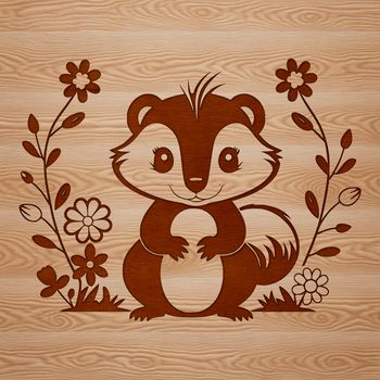 A stylized illustration of a wild animal with distinctive black and white coloring.