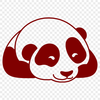 An Asian giant panda lying down in a natural environment, depicted as a simple line art design.