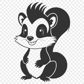 Illustration of a skunk, a wild animal commonly found in North America, in vector format.