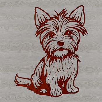 A vector illustration of a small Yorkshire Terrier sitting on its hind legs.