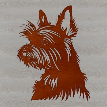 A portrait illustration of a small Yorkshire Terrier breed dog with a distinctive head shape.