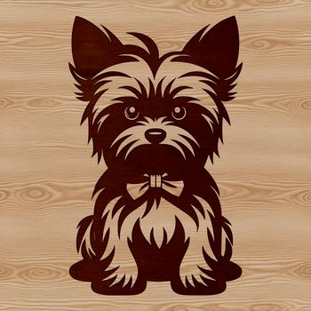 A digital illustration of a sitting Yorkshire Terrier dog, suitable for vector graphic design and cutting machine projects.