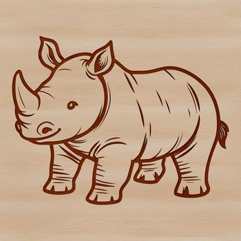 Large African rhino in a savannah habitat, suitable for vector graphics and cutting machine designs.