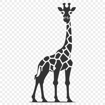 Vector illustration of a giraffe in a savannah landscape.