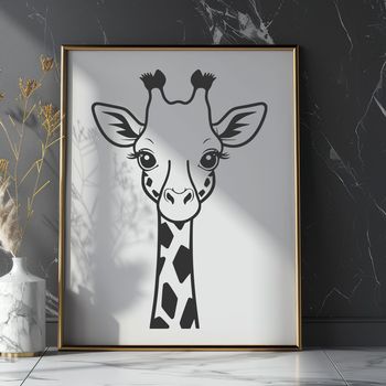 An illustration of a giraffe, a tall safari animal with spots, suitable for use in vector design or clip art projects.