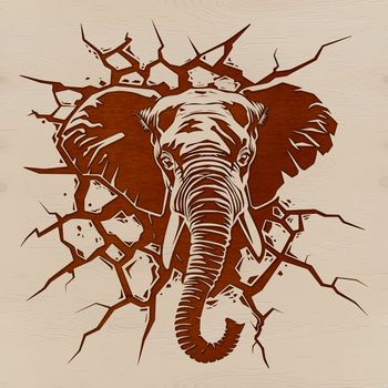 A stylized illustration of an elephant's head, suitable for vector art projects.