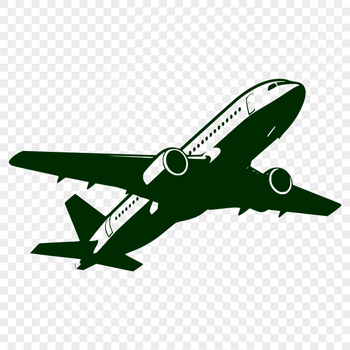 A minimalist vector illustration of a commercial airliner in flight.