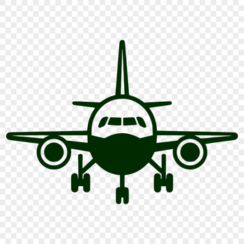 A stylized illustration of a commercial airplane in vector format.