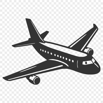 A vector illustration of a commercial airliner in flight.