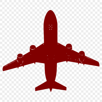 A simple 2D illustration of a commercial airliner in flight.