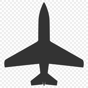 A simplified vector design of an aircraft soaring through the sky.