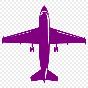 An outline silhouette of a passenger plane with details suitable for cutting machine use.