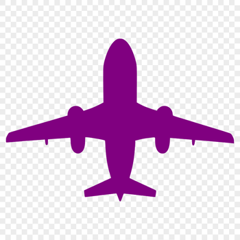 A simplified illustration of a commercial airliner in flight.