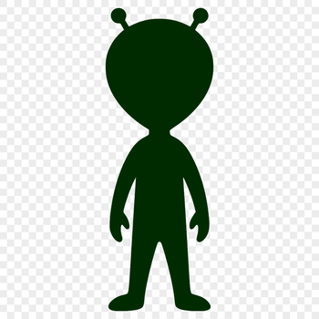 A graphic representation of an otherworldly creature often featured in sci-fi media.