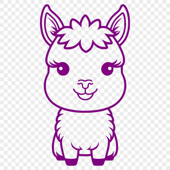 A digital illustration of a South American camelid, commonly referred to as an alpaca.