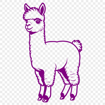 A stylized vector design of an alpaca animal suitable for crafting and graphic projects.