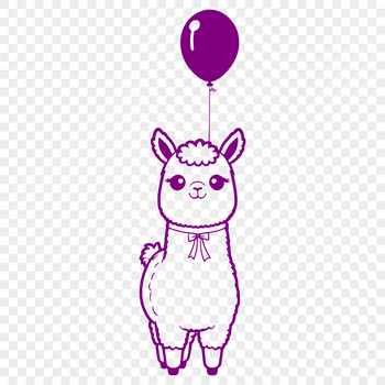 A digital illustration of a South American camelid alpaca in a neutral background.