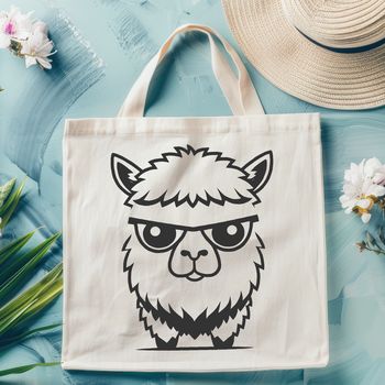 Close-up vector illustration of a domesticated South American camelid animal with soft fur and long neck.