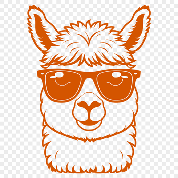 A cartoon alpaca wearing a pair of sunglasses, suitable for vector art designs.
