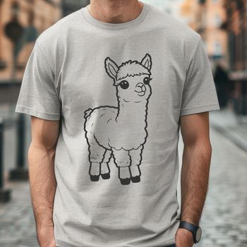 An illustration of a South American camelid animal with soft fur.