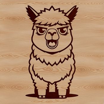 An illustration of a calm alpaca in a natural environment.