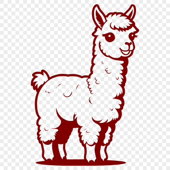 A detailed vector illustration of a South American alpaca in profile, suitable for digital design projects.