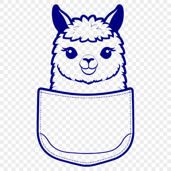 Close-up vector illustration of a smiling alpaca's face with long neck.