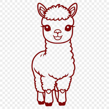 An illustration of a South American camelid with soft fur and long neck.