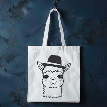 Alpaca wearing a traditional hat in a vector format.