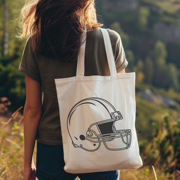 A detailed illustration of a football helmet with laces and padding, representing the sport of American football.