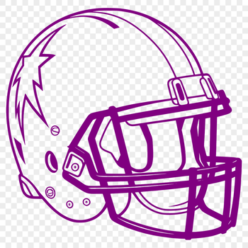 An illustration of an American football with a prominent helmet, featuring the traditional laces and padding.