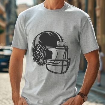An illustration of a football helmet and ball from the sport of American football.