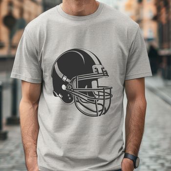 American football player wearing a helmet in action pose.