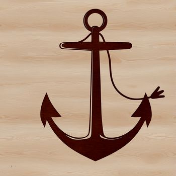 Nautical anchor design with rope details in a vector format.