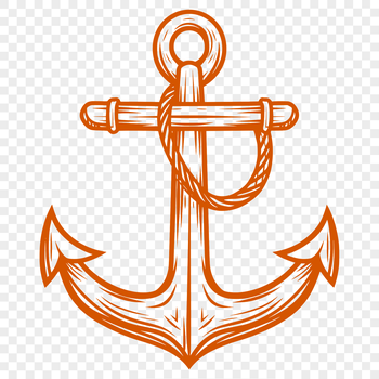 A 2D illustration of a traditional nautical anchor, suitable for vector-based designs.