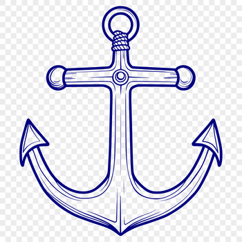A stylized illustration of a nautical anchor in vector format.