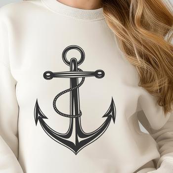 A stylized illustration of a anchor with rope wrapped around it, suitable for vector art designs.