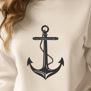 Nautical anchor illustration featuring a classic ship's hardware, suitable for vector art and cutting machine designs.