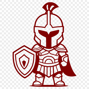 A detailed illustration of a warrior in ancient Greek armor, created as a vector graphic for use in digital designs.