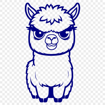 An electronic vector representation of an alpaca's facial features and body structure.