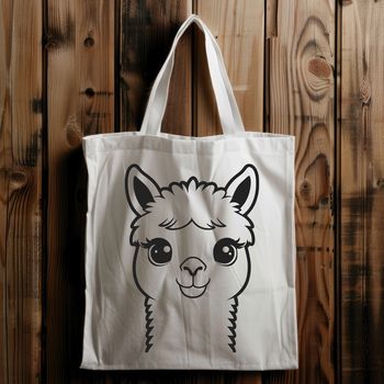 A close-up illustration of a standing alpaca with distinctive features.
