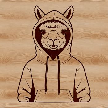 SVG illustration of a friendly alpaca wearing a hooded sweater.