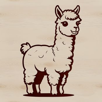 A single Alpaca standing in a natural setting, depicted as a high-quality vector graphic.