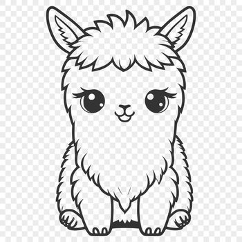 A high-quality digital illustration of a South American camelid animal known as an alpaca.