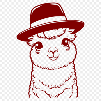 SVG illustration of a South American camelid wearing a hat, suitable for vector art projects.