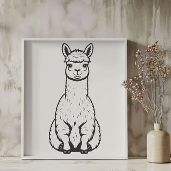 Illustrative vector art of a South American camelid alpaca.