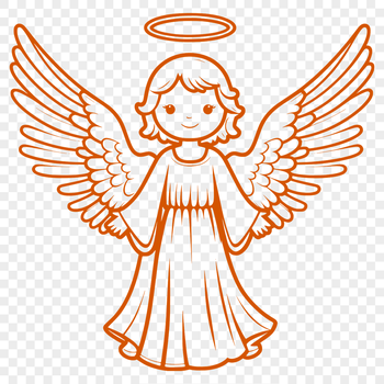SVG design of a stylized angel figure with intricate details.