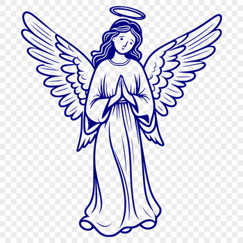 Vector illustration of a winged angel in various design formats including SVG and DXF.