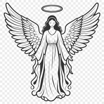 A graphic representation of a winged angel in vector format.